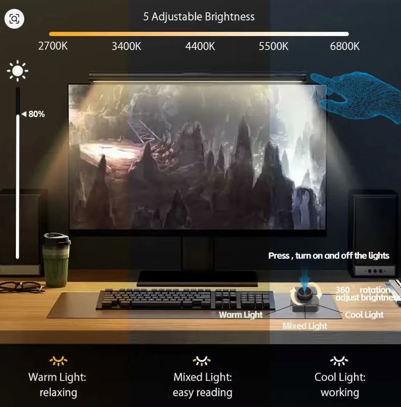 كيف تتخلص من إجهاد العين وصداع التركيز أثناء العمل الليلي؟ مصباح الشاشة الذكي هو الحل المثالي لمكتبك